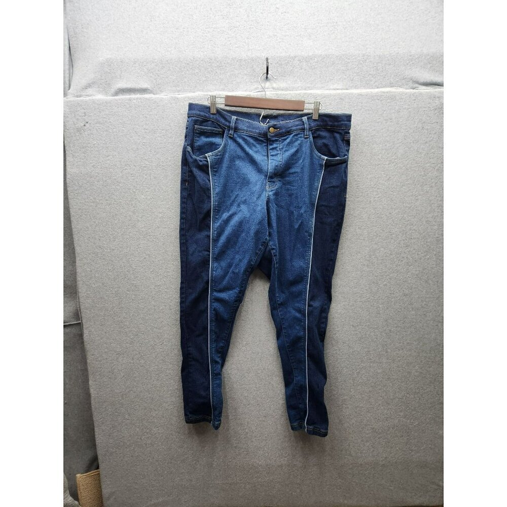 Womens Venus Denim Skinny Jeans With White Piping Detail Size 20